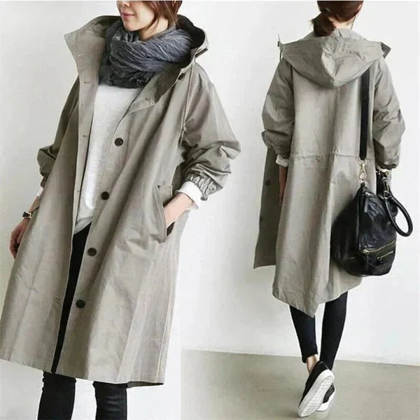 Elizabeth Women's Raincoat – Urban Waterproof Coat with Oversized Hood and Breathable Fabric