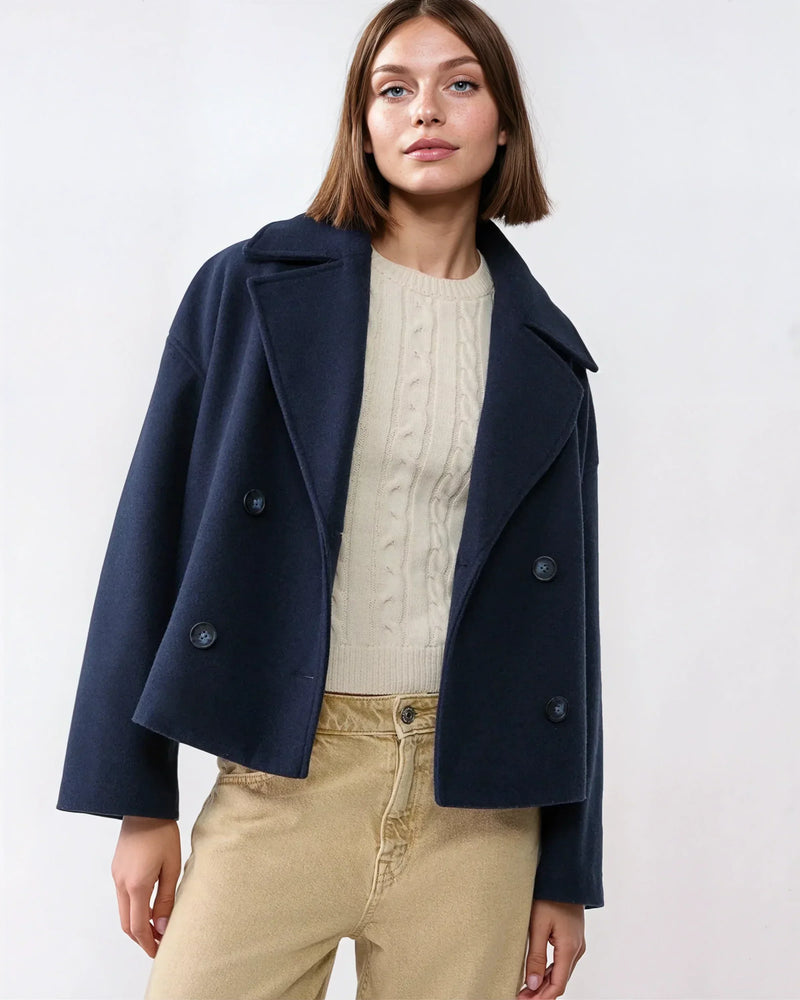 Vanessa women's wool jacket for winter - navy blue