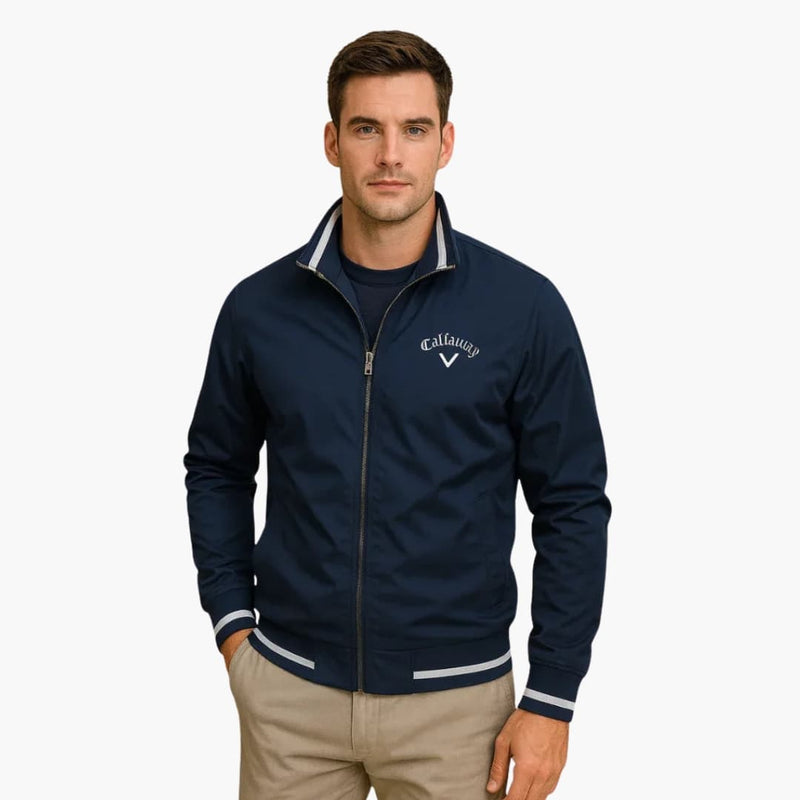 Everleigh Men's Zip Jacket – High Collar, Regular Fit & Elegant Woven Fabric