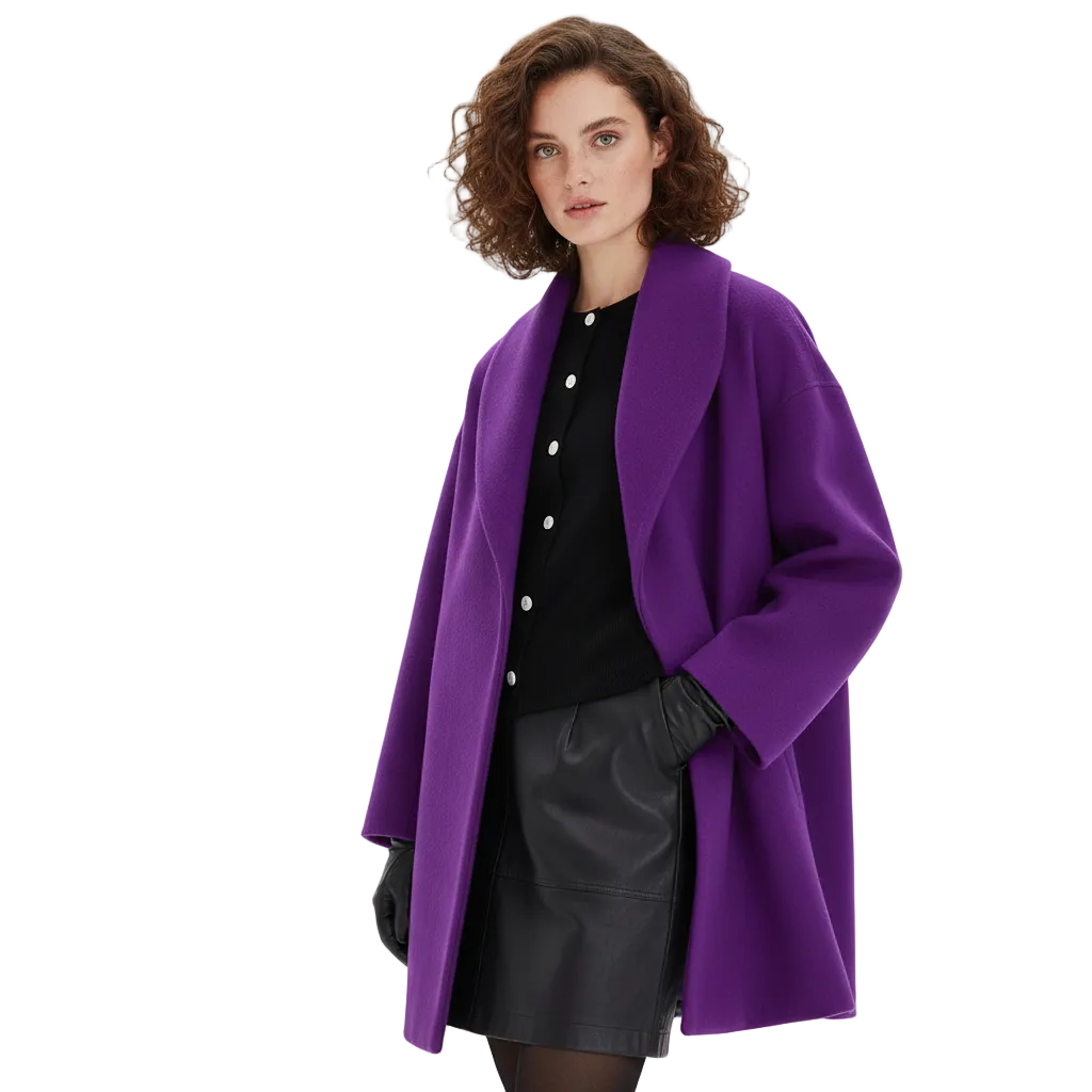 Vicky Oversized Coat for Women – Long Elegant Jacket with Wide Lapels & Fluid Cut