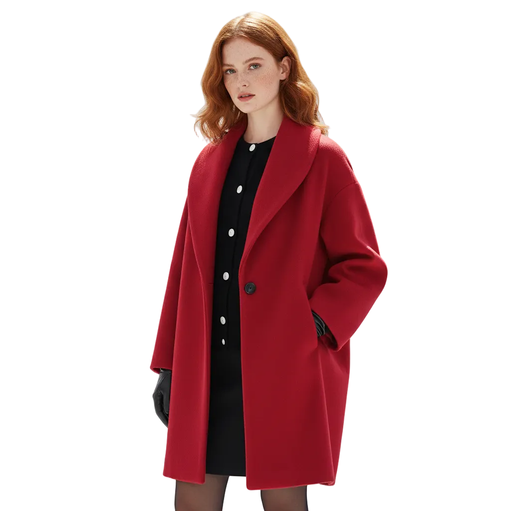 Vicky Oversized Coat for Women – Long Elegant Jacket with Wide Lapels & Fluid Cut