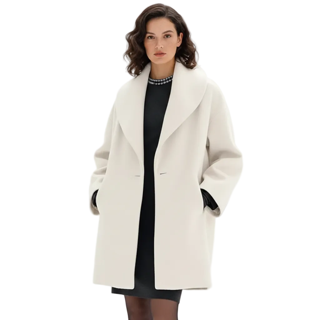 Vicky Oversized Coat for Women – Long Elegant Jacket with Wide Lapels & Fluid Cut