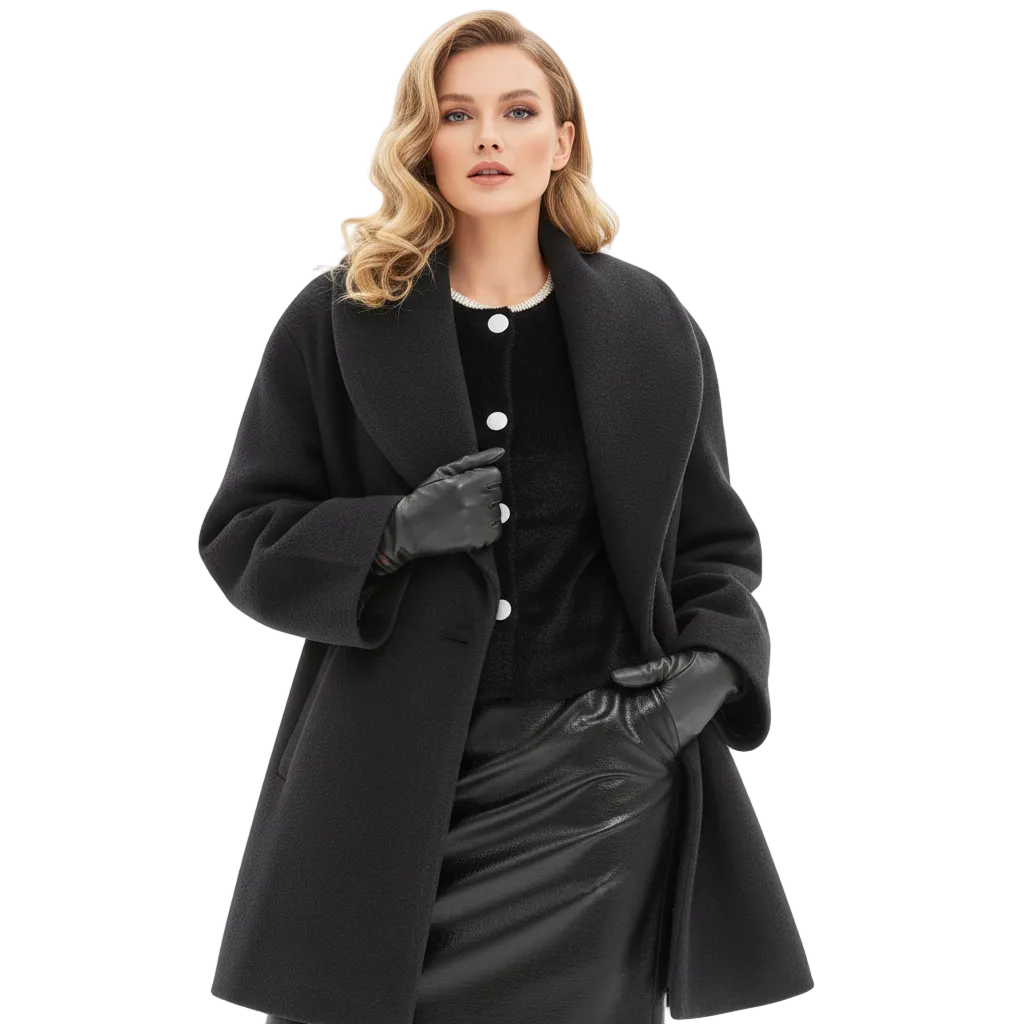 Vicky Oversized Coat for Women – Long Elegant Jacket with Wide Lapels & Fluid Cut