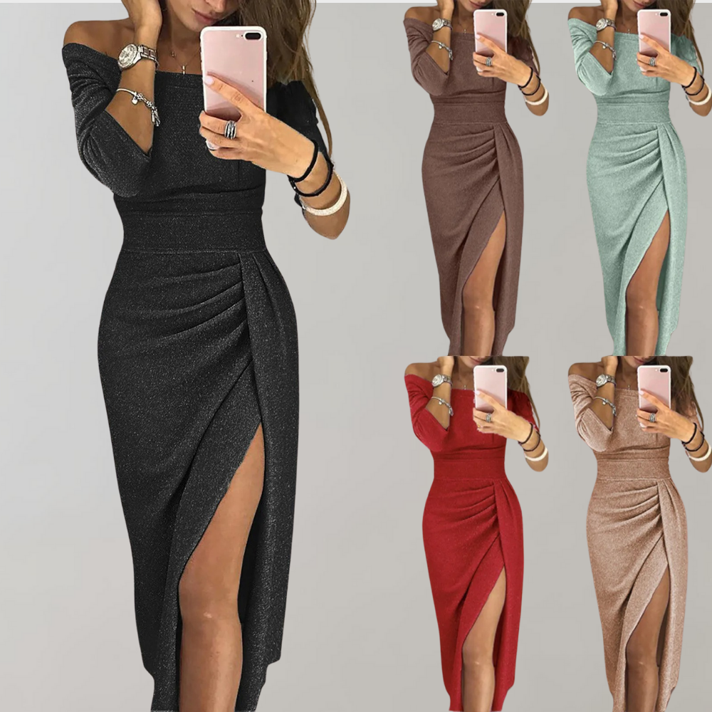 Vilja Sequined Dress for Women – Long Short Sleeve Dress with Shiny Details for Festive Occasions
