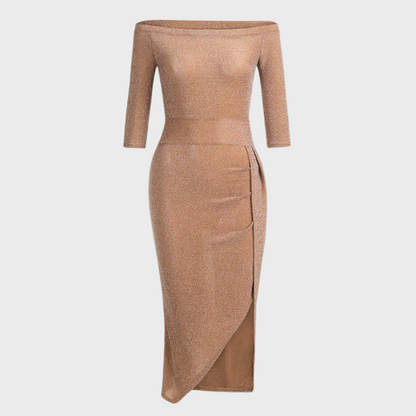 Vilja Sequined Dress for Women – Long Short Sleeve Dress with Shiny Details for Festive Occasions