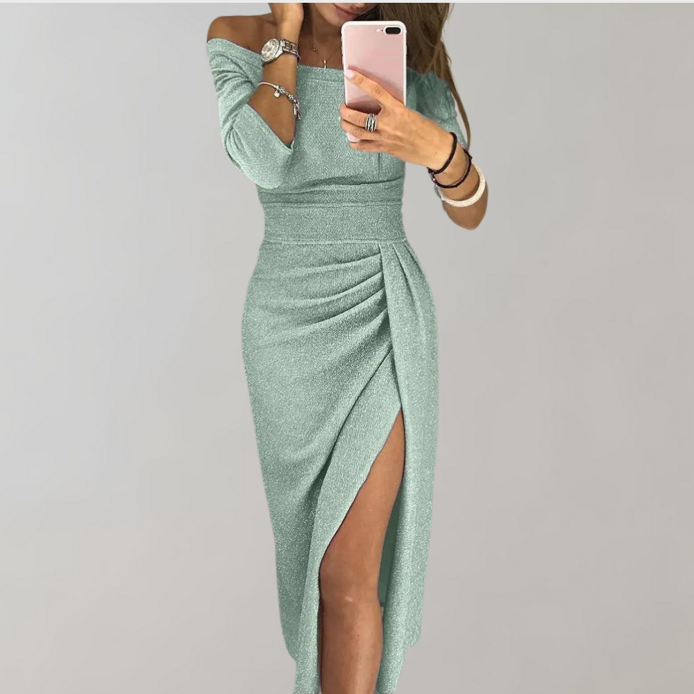 Vilja Sequined Dress for Women – Long Short Sleeve Dress with Shiny Details for Festive Occasions