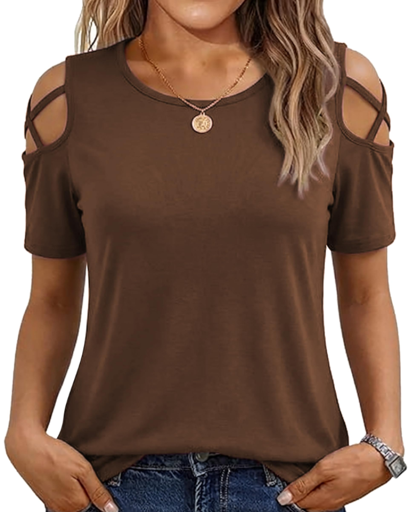 Vina Women's Top – Off-Shoulder T-Shirt, Flowing High-Low Cut & Trendy Summer Style
