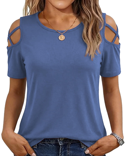 Vina Women's Top – Off-Shoulder T-Shirt, Flowing High-Low Cut & Trendy Summer Style