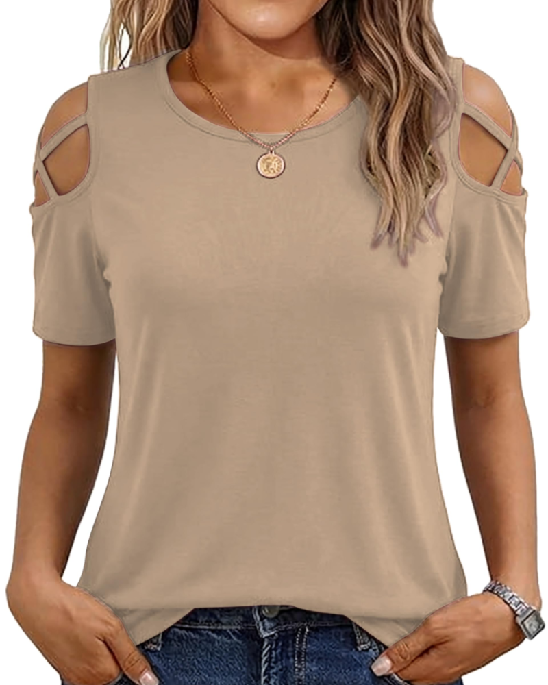 Vina Women's Top – Off-Shoulder T-Shirt, Flowing High-Low Cut & Trendy Summer Style
