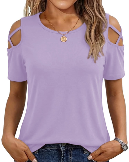 Vina Women's Top – Off-Shoulder T-Shirt, Flowing High-Low Cut & Trendy Summer Style