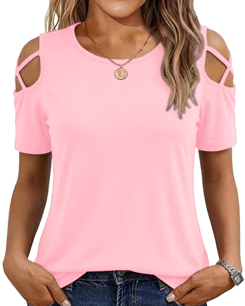 Vina Women's Top – Off-Shoulder T-Shirt, Flowing High-Low Cut & Trendy Summer Style