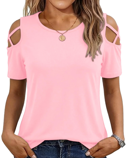 Vina Women's Top – Off-Shoulder T-Shirt, Flowing High-Low Cut & Trendy Summer Style