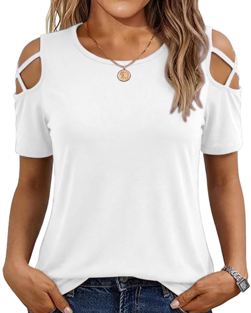 Vina Women's Top – Off-Shoulder T-Shirt, Flowing High-Low Cut & Trendy Summer Style