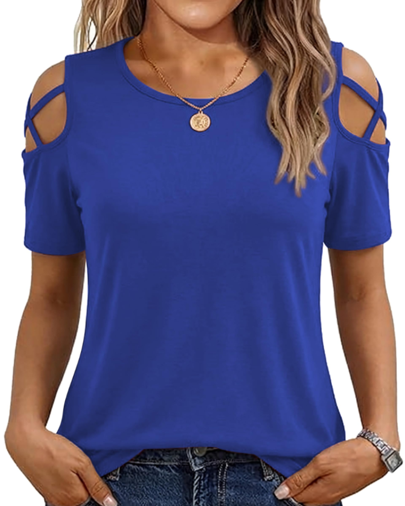 Vina Women's Top – Off-Shoulder T-Shirt, Flowing High-Low Cut & Trendy Summer Style