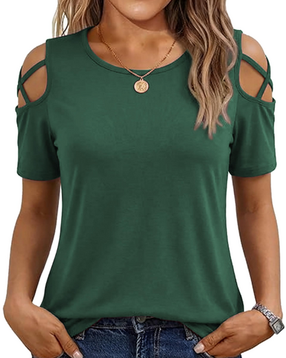 Vina Women's Top – Off-Shoulder T-Shirt, Flowing High-Low Cut & Trendy Summer Style