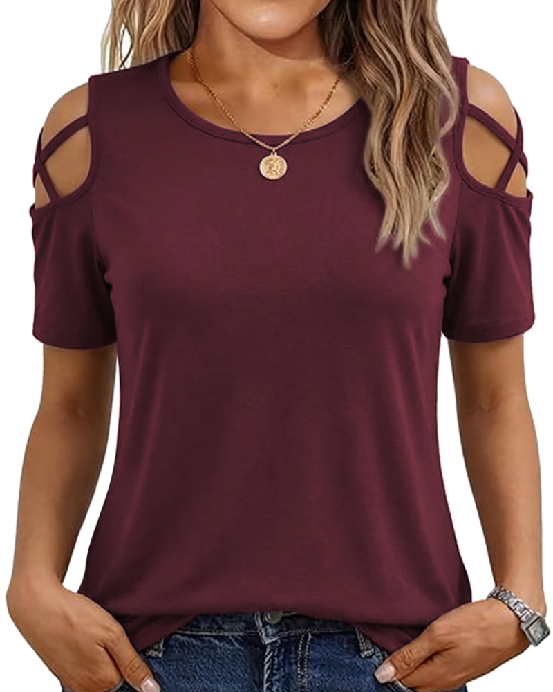 Vina Women's Top – Off-Shoulder T-Shirt, Flowing High-Low Cut & Trendy Summer Style