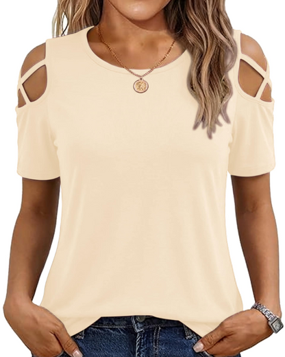 Vina Women's Top – Off-Shoulder T-Shirt, Flowing High-Low Cut & Trendy Summer Style