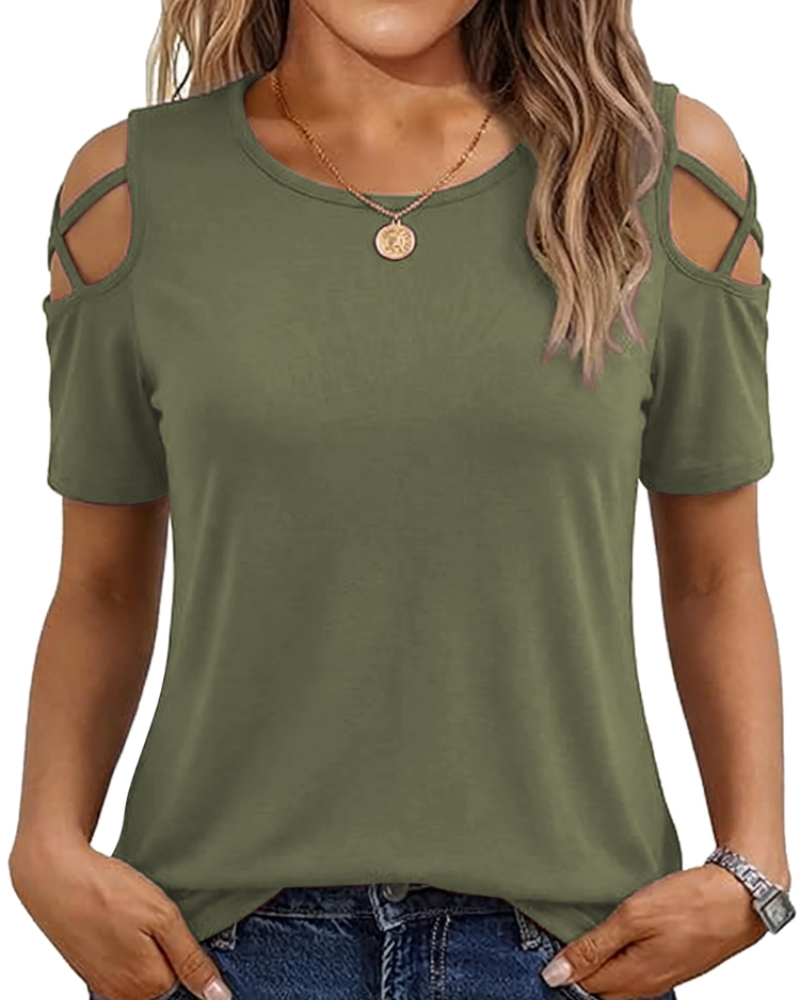 Vina Women's Top – Off-Shoulder T-Shirt, Flowing High-Low Cut & Trendy Summer Style