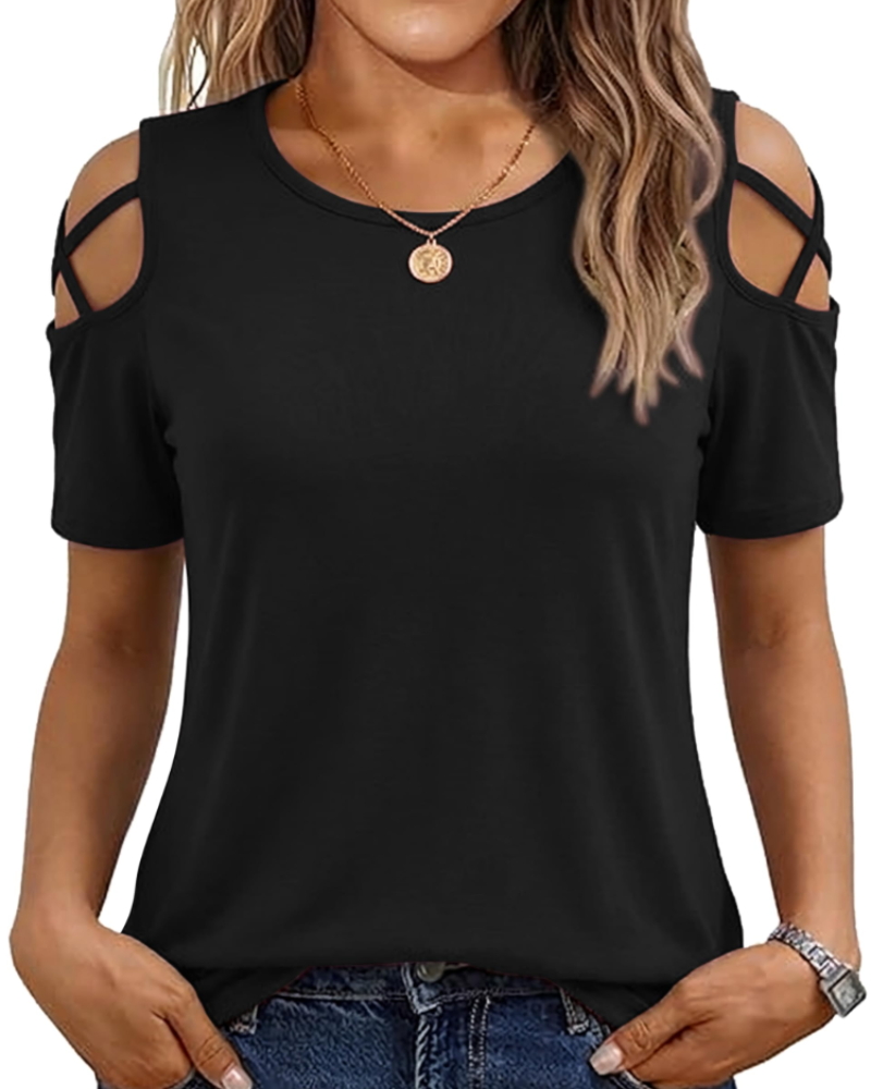 Vina Women's Top – Off-Shoulder T-Shirt, Flowing High-Low Cut & Trendy Summer Style
