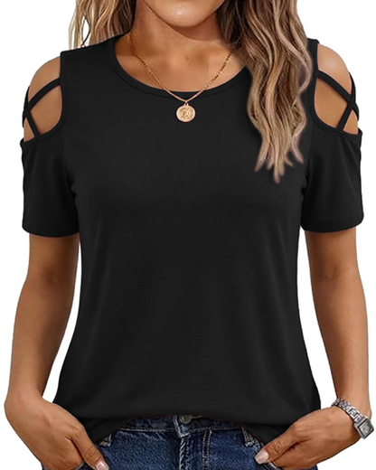 Vina Women's Top – Off-Shoulder T-Shirt, Flowing High-Low Cut & Trendy Summer Style