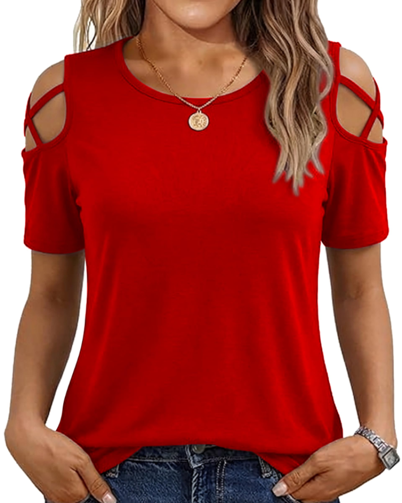 Vina Women's Top – Off-Shoulder T-Shirt, Flowing High-Low Cut & Trendy Summer Style