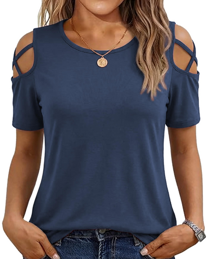 Vina Women's Top – Off-Shoulder T-Shirt, Flowing High-Low Cut & Trendy Summer Style