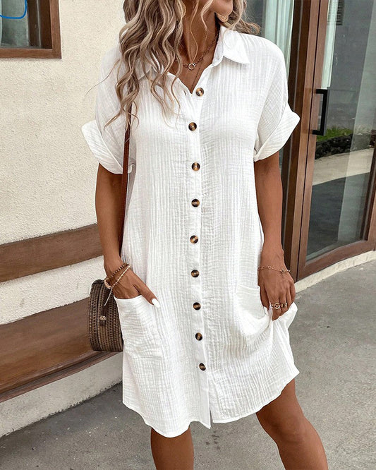 Albertine Robe Chemise Femme – Coupe Décontractée Boutonnée en Coton Léger et Respirant