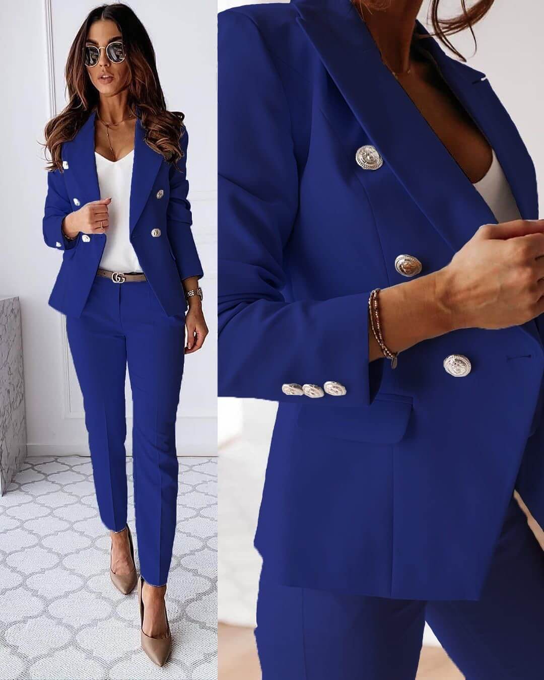 Elena Tailleur Femme – Ensemble Moderne avec Veste Élégante & Pantalon Ajusté Chic