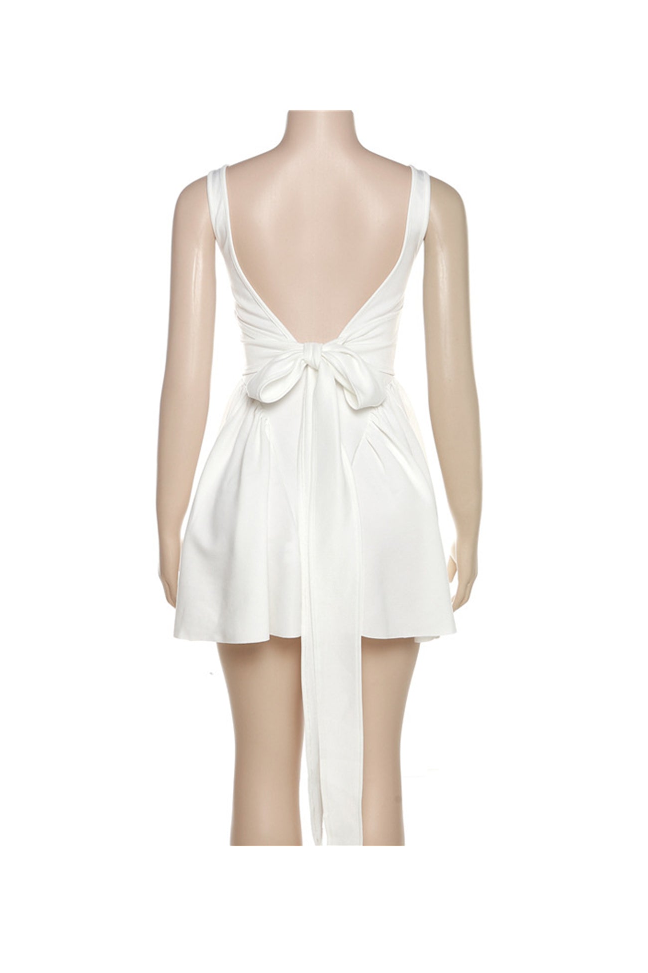 Robe Mini Femme Trixie – Robe Sans Manches Dos Nu avec Encolure Carrée & Nœud au Dos