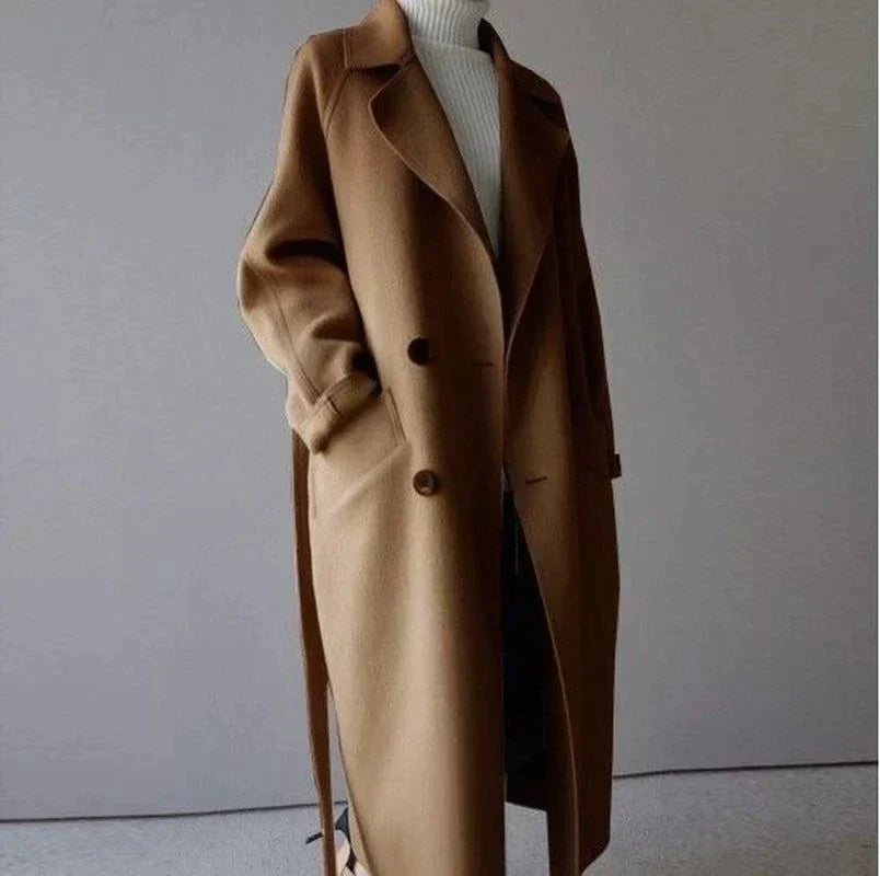 Isabelle Femme Manteau Long en Laine – Élégant & Confortable Manteau d’Hiver Intemporel