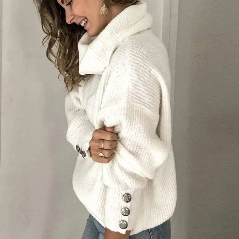 Emma Women's Turtleneck Sweater – Elegant Sweater with Button Details & Comfortable Fit