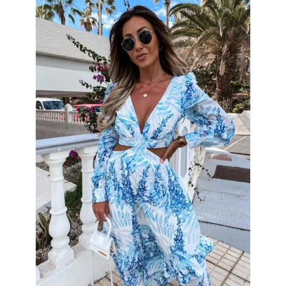 Fioraelle Robe Longue Femme – Robe d’Invitée Élégante à Manches Longues pour Mariages