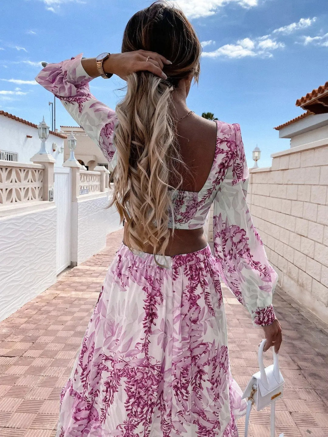 Fioraelle Robe Longue Femme – Robe d’Invitée Élégante à Manches Longues pour Mariages