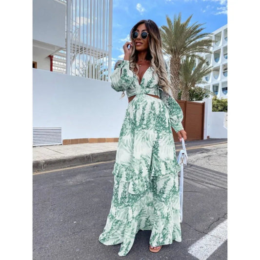 Fioraelle Robe Longue Femme – Robe d’Invitée Élégante à Manches Longues pour Mariages