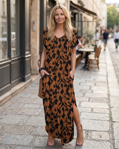 Julie Maxi Dress for Women – Casual Elegant Summer Long V-Neck Split Dress