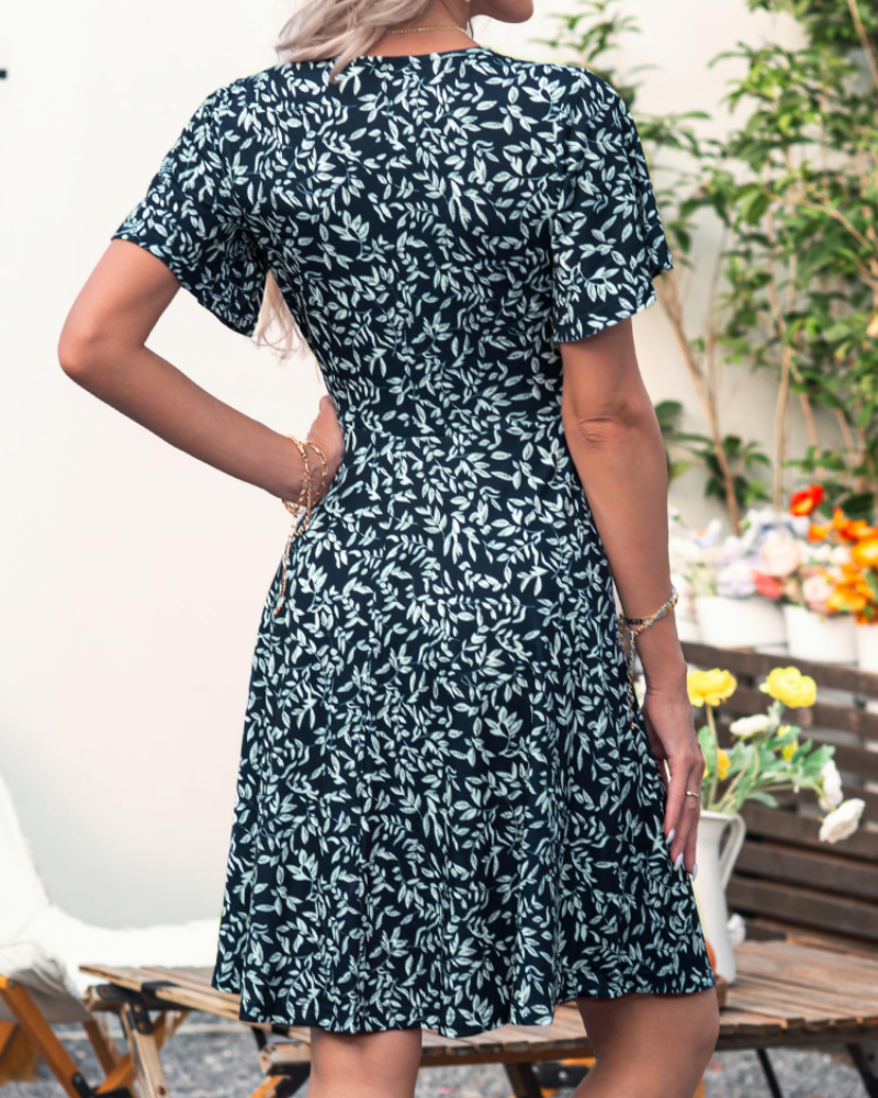 Faith Midi Dress for Women - Summer – Wrap Effect V-Neck with Ruffled Sleeves