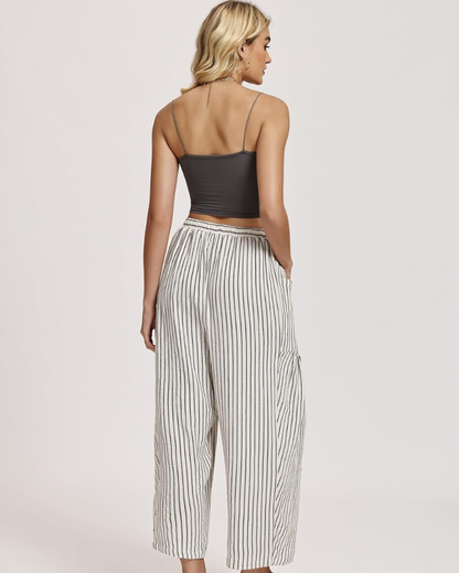Tina Women's Pants – Large Oversized Palazzo with Drawstring & Pockets