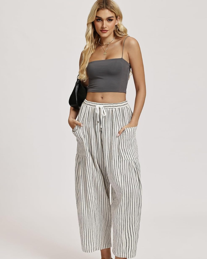 Tina Women's Pants – Large Oversized Palazzo with Drawstring & Pockets