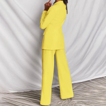 Aitana Ensemble Femme Blazer & Pantalon – Tenue Chic à Jambes Larges pour Bureau & Événements