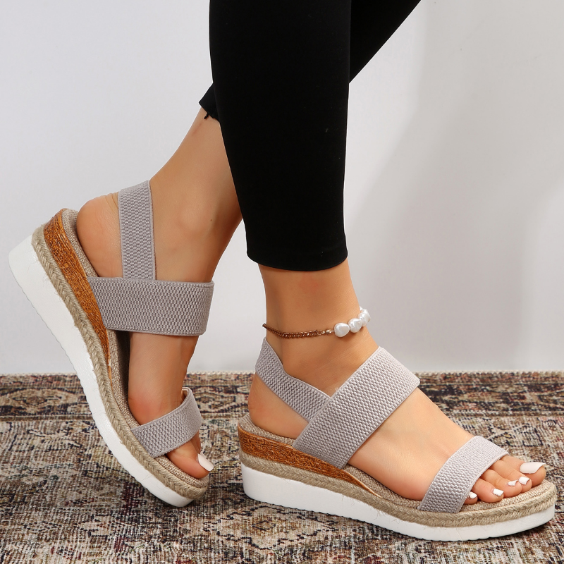 Anna Sandales à Plateau Femme – Brides Élastiques & Sandales d'Été Confortables au Look Stylé