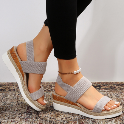 Anna Sandales à Plateau Femme – Brides Élastiques & Sandales d'Été Confortables au Look Stylé