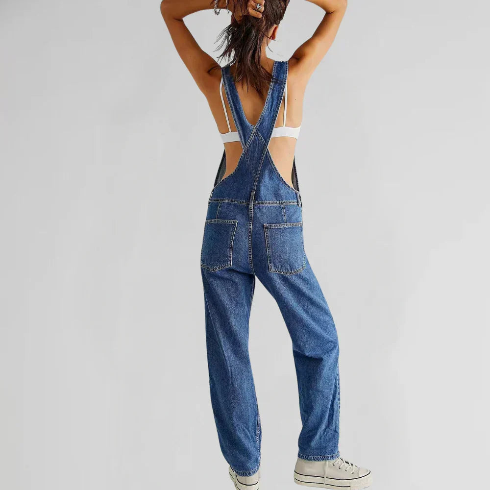 Charlotte Denim Jumpsuit for Women – Elegant and Comfortable, Fitted Cut with Button Placket