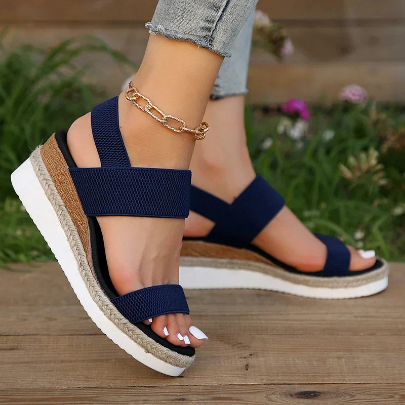 Anna Sandales à Plateau Femme – Brides Élastiques & Sandales d'Été Confortables au Look Stylé