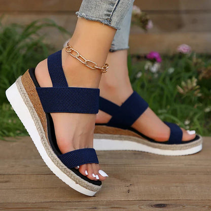 Anna Sandales à Plateau Femme – Brides Élastiques & Sandales d'Été Confortables au Look Stylé