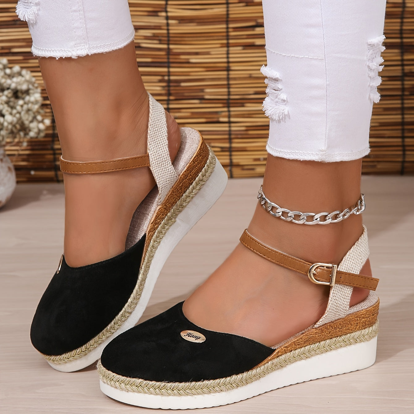 Zanira Sandales Femme – Sandales Compensées Bout Fermé Chic et Confortables pour l’Été