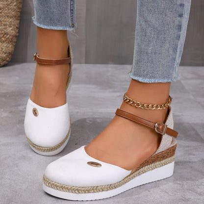 Zanira Sandales Femme – Sandales Compensées Bout Fermé Chic et Confortables pour l’Été