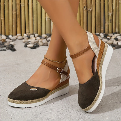 Zanira Sandales Femme – Sandales Compensées Bout Fermé Chic et Confortables pour l’Été