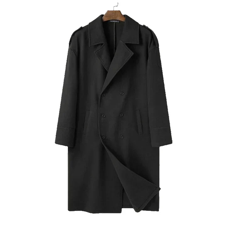 Michael Long Coat for Men – Comfortable Loose Fit & Practical Front Closure