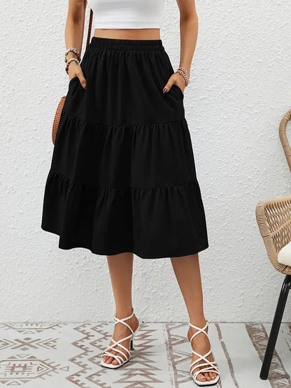 Jupe Fleurie Femme Zia – Coupe Évasée en A avec Poches, Légère pour le Printemps & l'Été