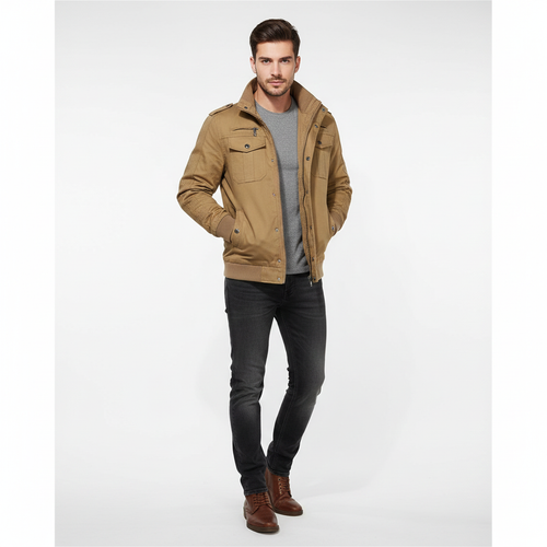Aiden Men's Aviator Jacket – Warm Pilot Jacket with Fleece Lining & High Collar